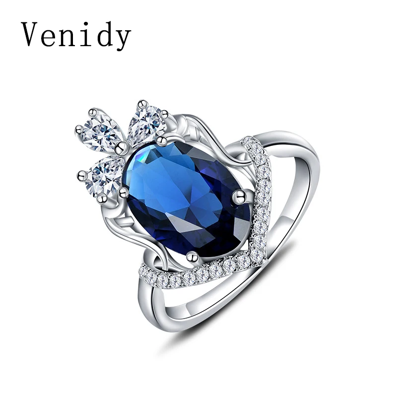 Venidy Кольца с сапфиром Для женщин изделия стерлингового серебра 925 Bijoux Femme