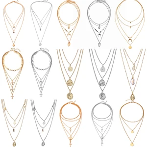 Женское винтажное ожерелье-чокер с кулоном в виде монета ракушка в виде звезды с богемным покрытием золотого и серебряного цвета многослойное колье с Луной