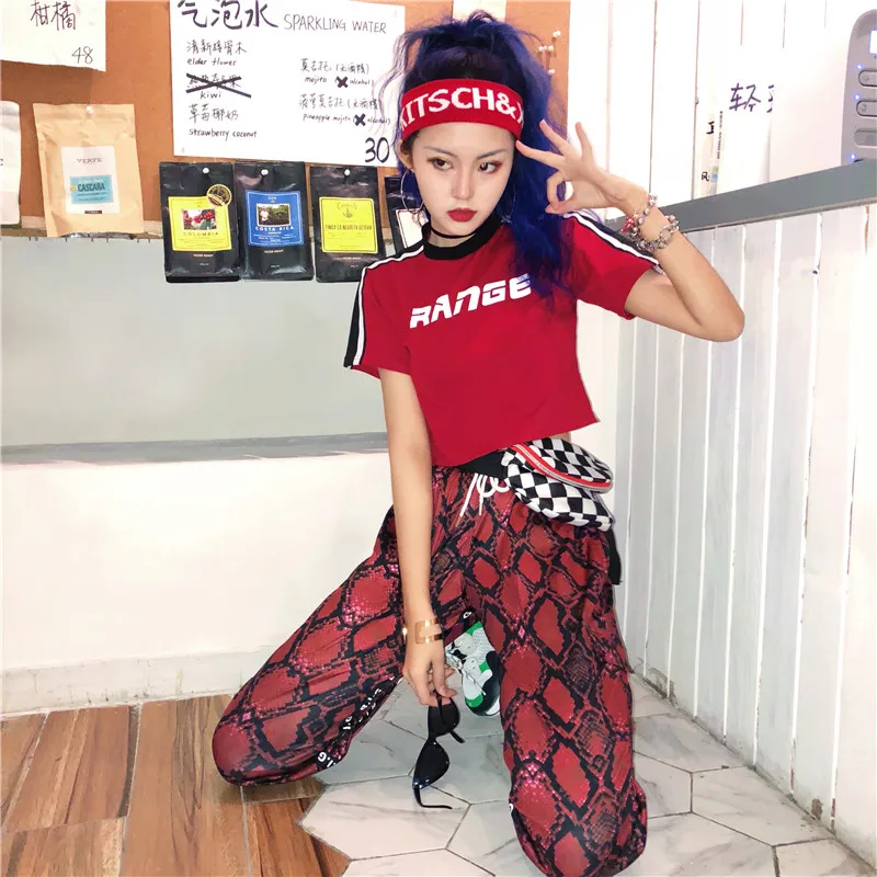 2019 Новый Harajuku Хип хоп Винтаж Змея питона узор танцевальные тренировочные брюки