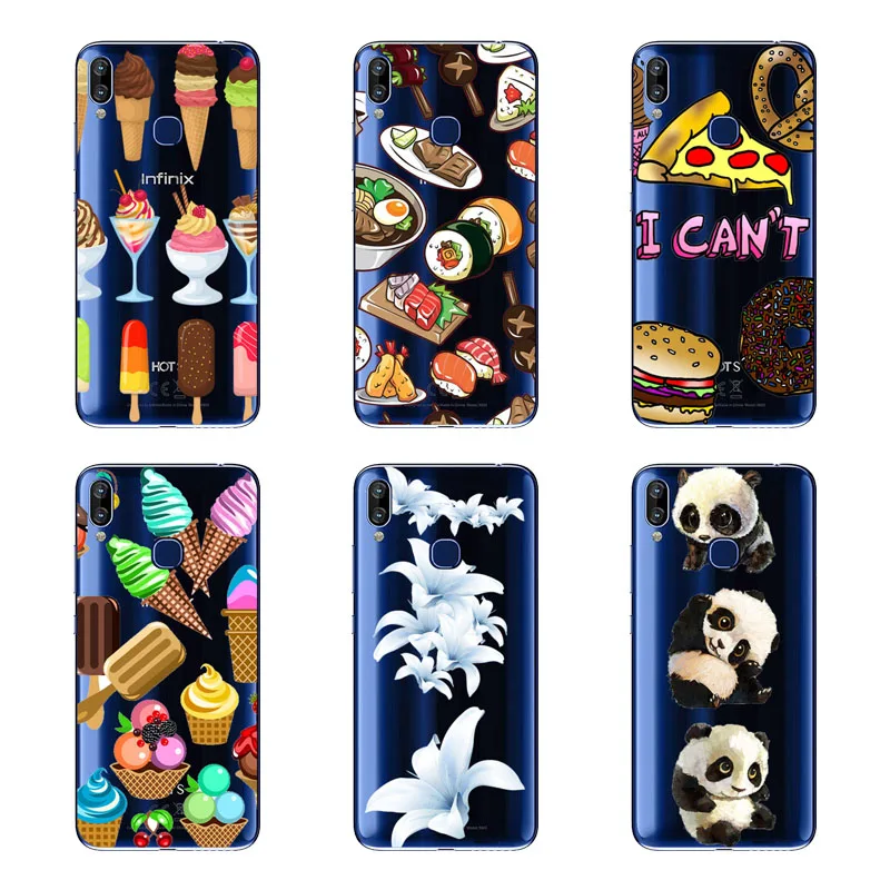 Infinix S3X X622 чехол силиконовая задняя крышка-Чехол черный живописи цветок мягкая