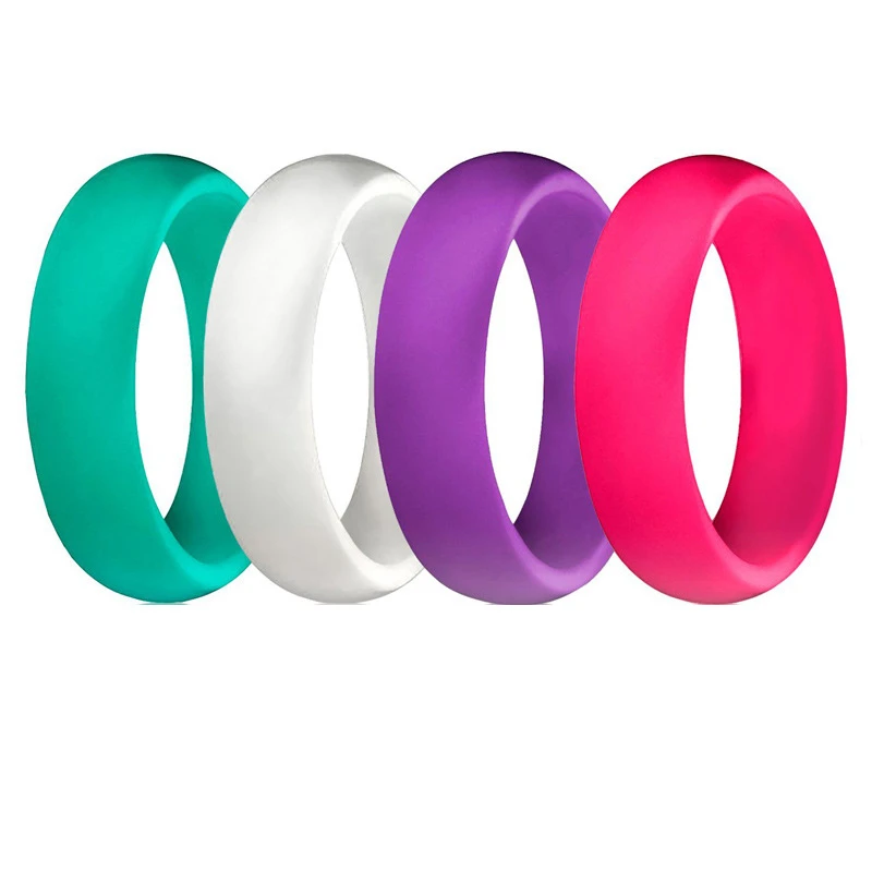 

DoreenBeads Fashion Rings Green Pink Black Silicone Colorful Shining Rings Concise Couple Rings For Gift Accessories,1 Set