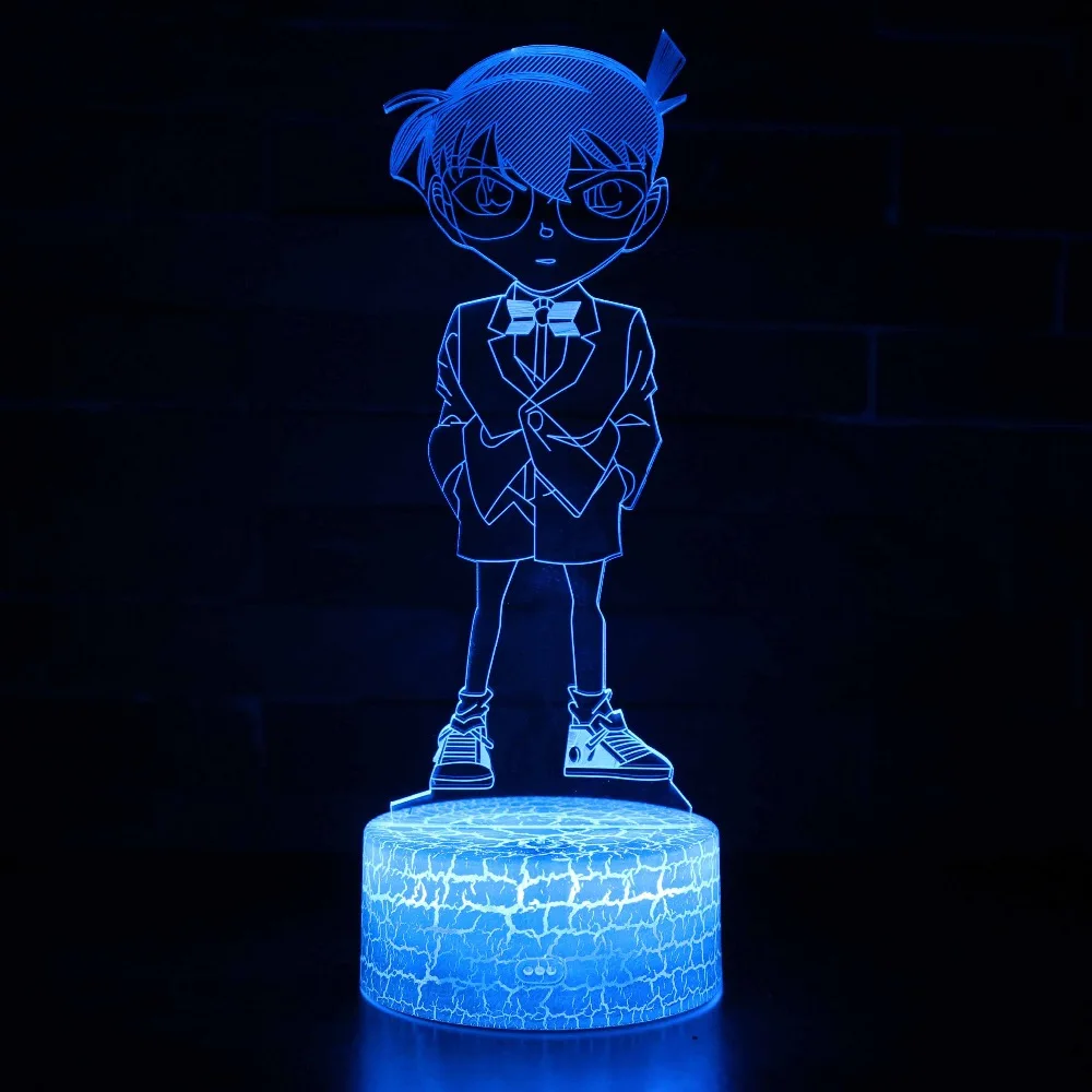 Мультфильм Conan 3D лампа 7 цветов изменить ночник 5 в USB настольная прикроватный свет