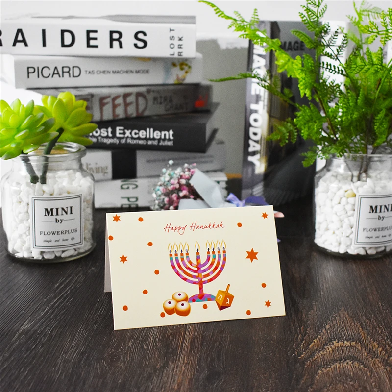 6 шт Happy hanukkah гексаграмма евр Спасибо карты с конвертом наклейки на заказ заметки карта пустой внутри поздравительная открытка подарки