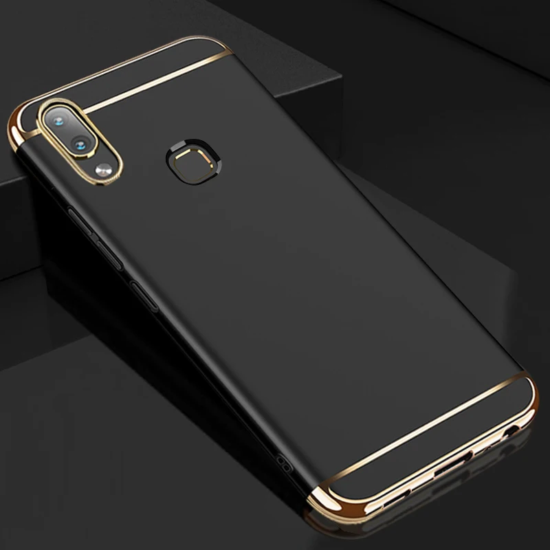 Роскошный Жесткий пластиковый Чехол YUETUO чехол для vivo v9 y85 v 9 черные аксессуары 3 в 1
