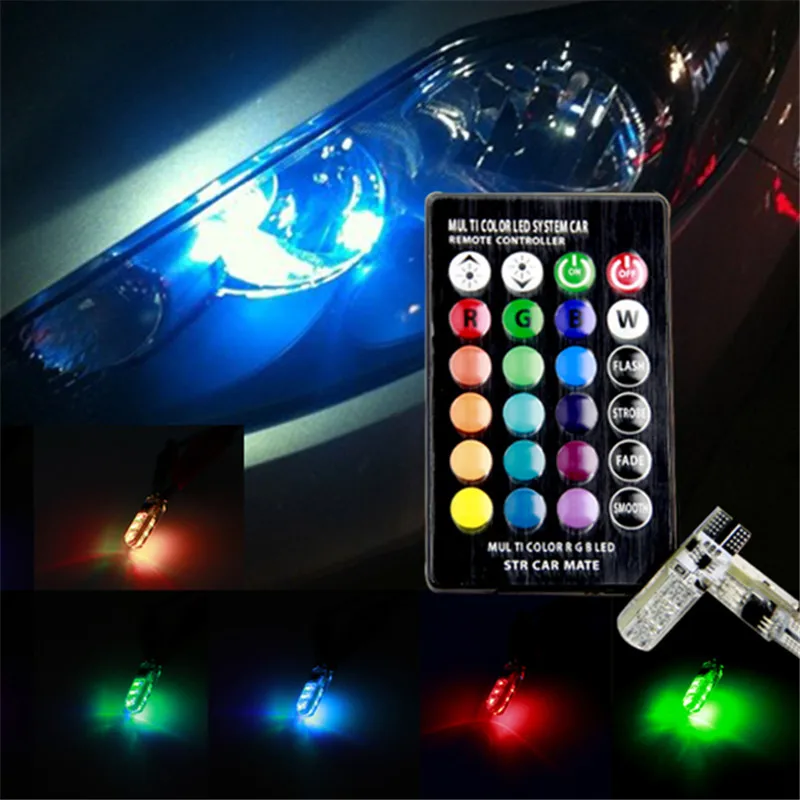 СВЕТОДИОДНЫЙ Автомобильный светильник T10 W5W 5050 SMD 12 В 2 шт./1 комплект RGB