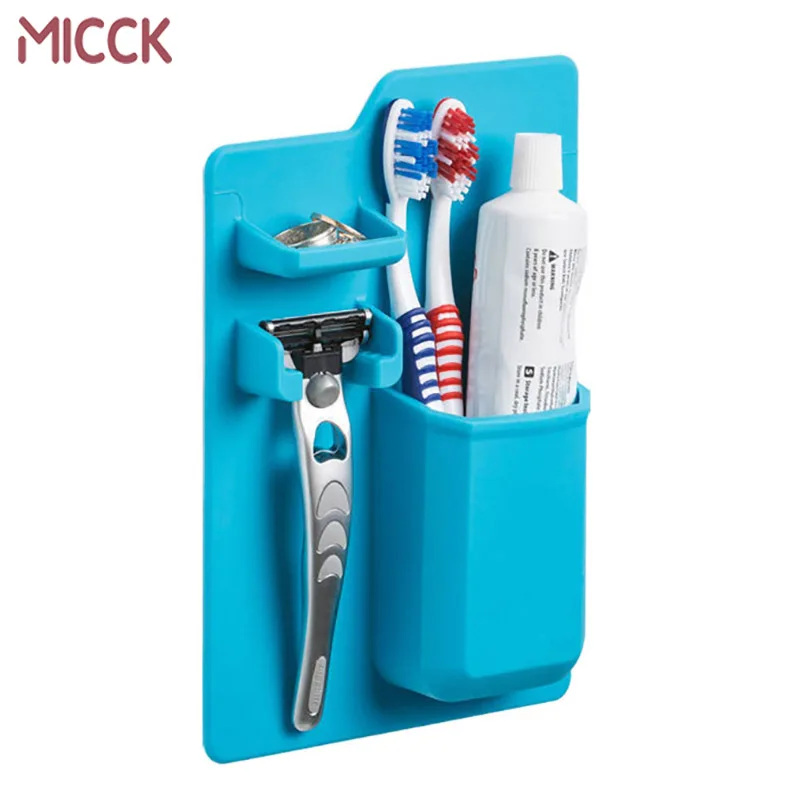 MICCK Multifunction Silicone Toothbrush Holder/Storage Shelves Bathroom Organizer accessories Product Tools Shaver Storage box | Дом и сад