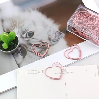 30 клипов/Набор Kawaii милые скрепки декоративные розовые сердца клип органайзер для бумаг металлические зажимы