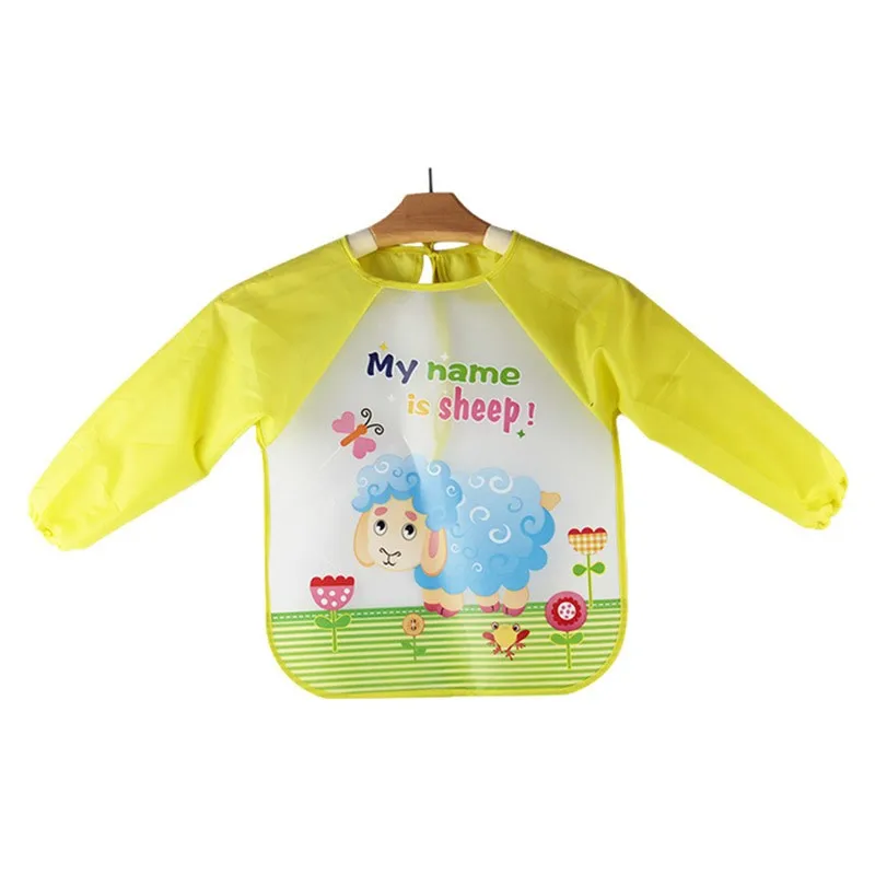 yellow sheep Милые детские нагрудники для малышей ясельного возраста, водонепроницаемый, с длинными рукавами комбинезон для маленьких мальчиков и девочек, Арт Фартук животных свободное Слюнявчики - Цвет: yellow sheep