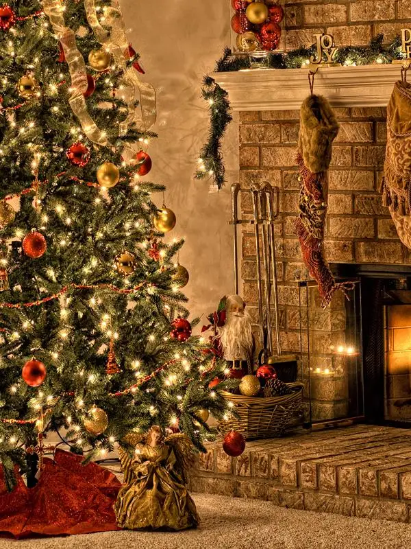 Фотофоны VinylBDS Рождественская теплая Рождественская елка игрушки 5x7 футов (1,5x2,2 м) студийные стены ZJ