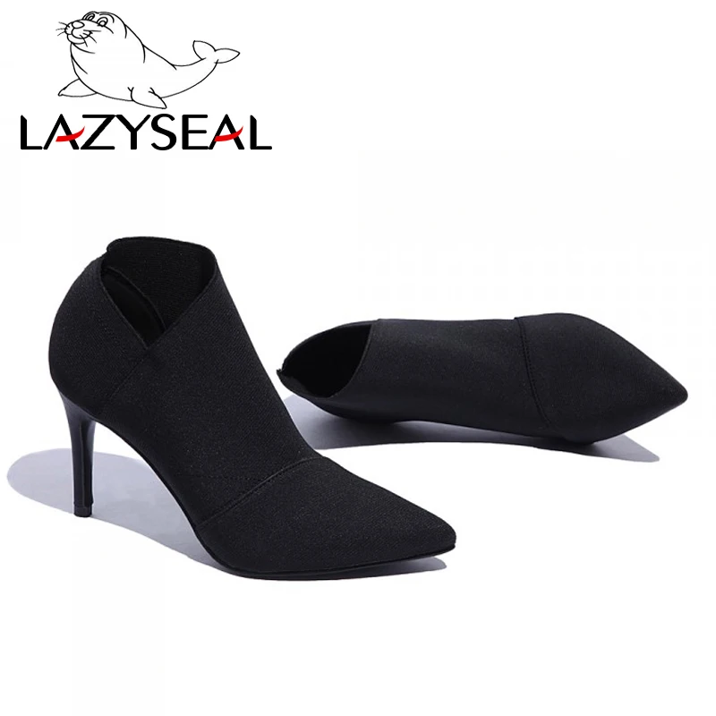 Женские ботинки LazySeal на шпильке заостренный носок высокий каблук эластичная