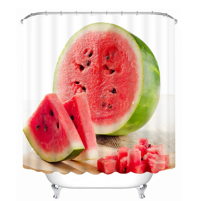 

MYRU 3D Print Waterproof Watermelon Shower Curtains Bath Products Bathroom Decor with Hooks
