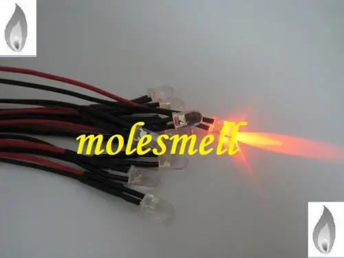 1000 шт 5 мм orange мерцания 12 V предварительно смонтированный водный яркий светодиодный Светодиодный s лампы в форме свечи orange свет 20 см