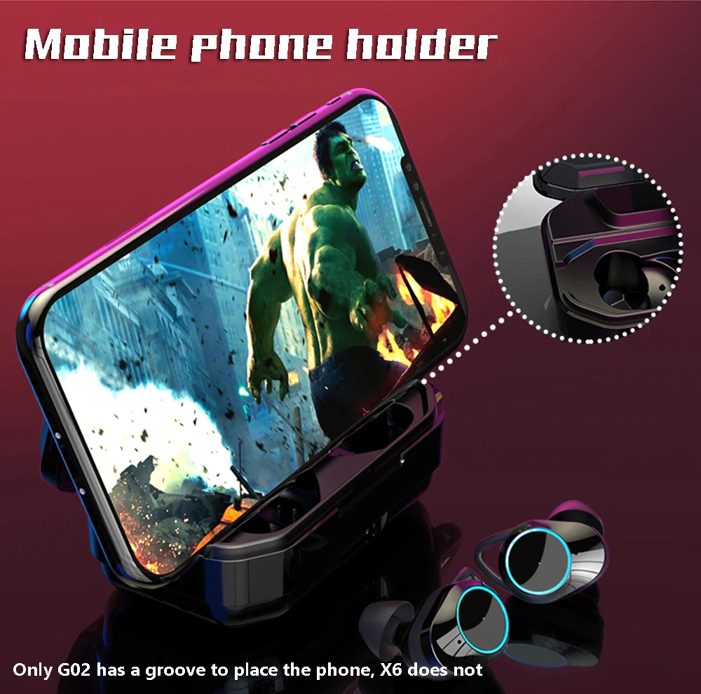 G02 X6 TWS Bluetooth 5,0 беспроводные наушники IPX7 водонепроницаемые наушники Handsfree наушники 3300 мАч Зарядка Авто сопряжение для спорта
