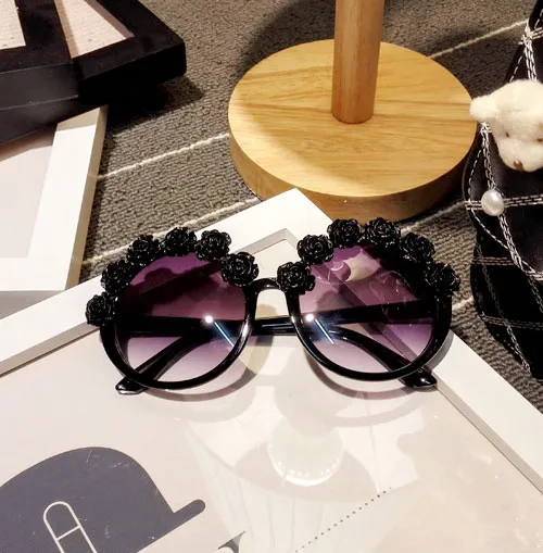 2017 женские солнцезащитные очки с черным цветком модные круглые пляжные для