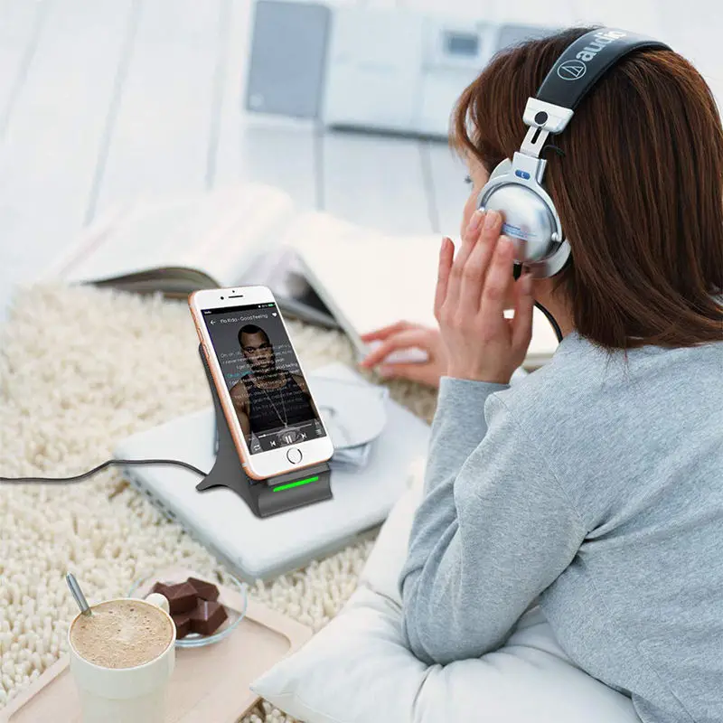 Wireless Smart Charger Qi Certified Fast Charging Stand With Cooling Fan Phone Holder For S9 Plus Note 9 8 S7 | Электроника