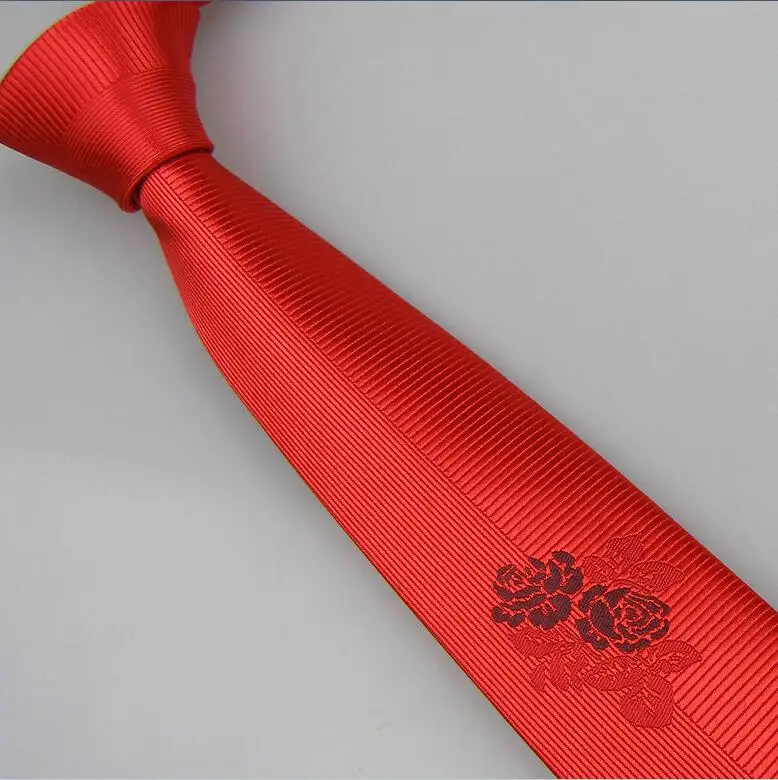 Red Lammulin 8 видов стилей Для мужчин костюм Галстуки цветы в одиночку полосатый галстук симметрии шелковой микрофибры жаккард тощий галстук 6 см corbatas - Цвет: Red