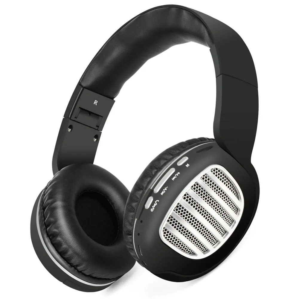 black silver TOPROAD Bluetooth наушники беспроводные стерео 3D объемный звук мобильные игры складные гарнитуры Поддержка FM радио TF Aux громкой связи - Цвет: black silver