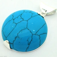 new jewelry blue turquoises 925 sterling silver necklace pendant 30 x30mm