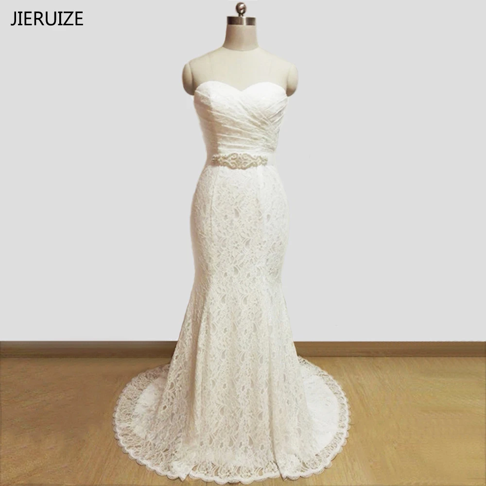 JIERUIZE, vestidos de novia, белое кружевное свадебное платье Русалочки, свадебное платье с поясом, милое кружевное сзади, abiti da sposa