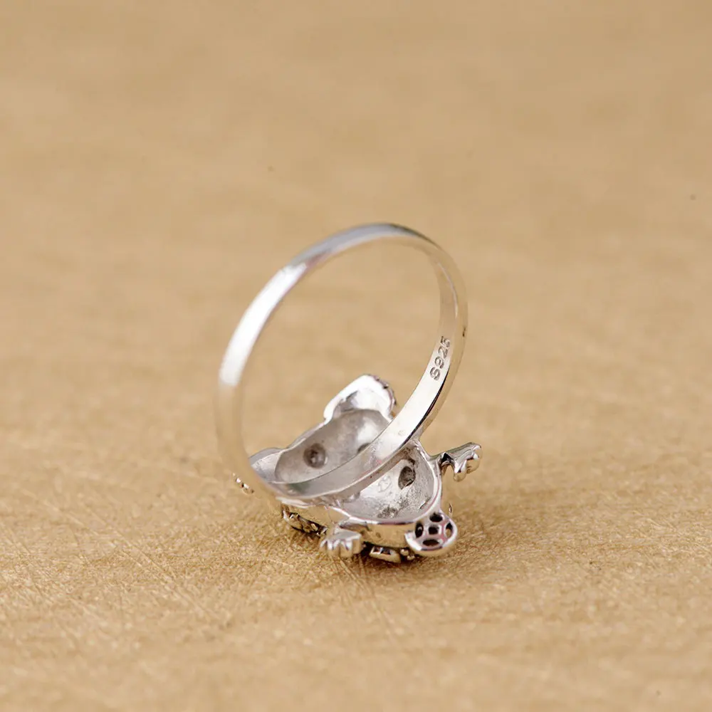 Женское кольцо с лягушкой FNJ из стерлингового серебра 925 пробы марказитом и