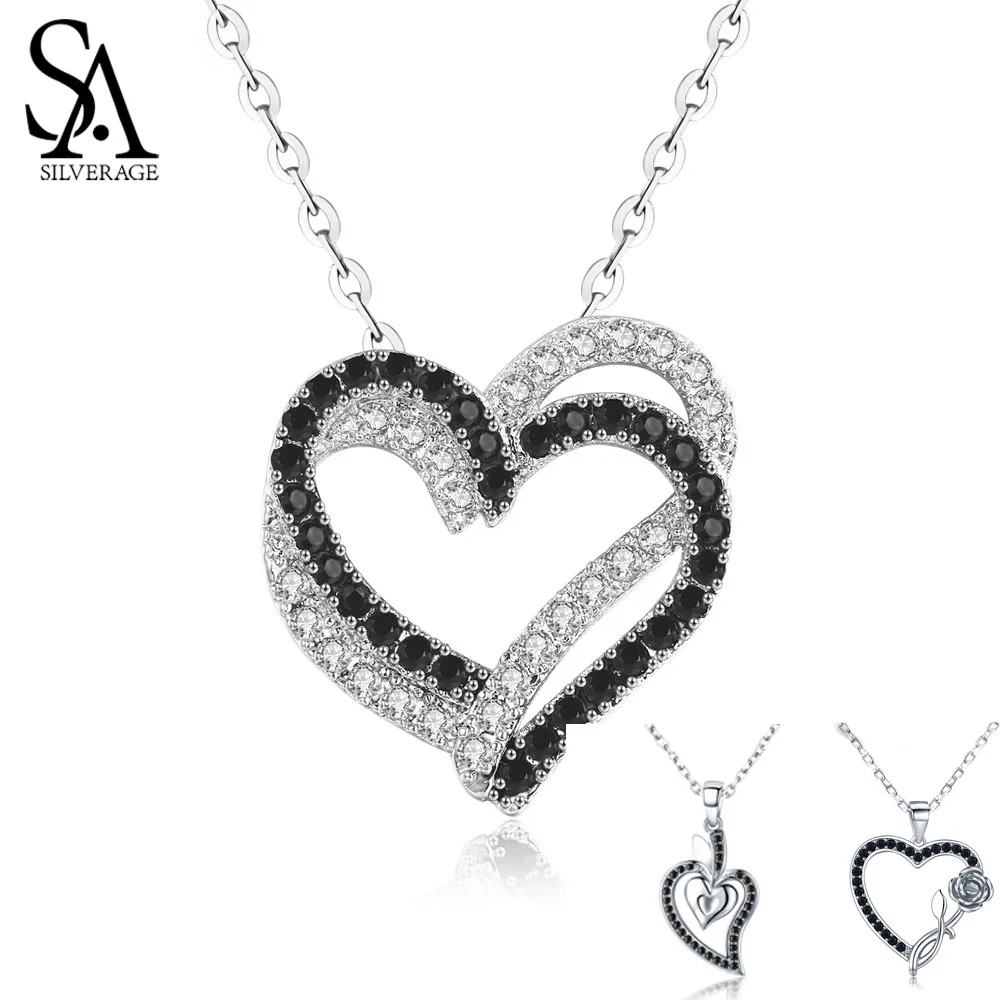 Ожерелье из серебра 925 пробы с двойным/тремя сердечками|Ожерелья| |