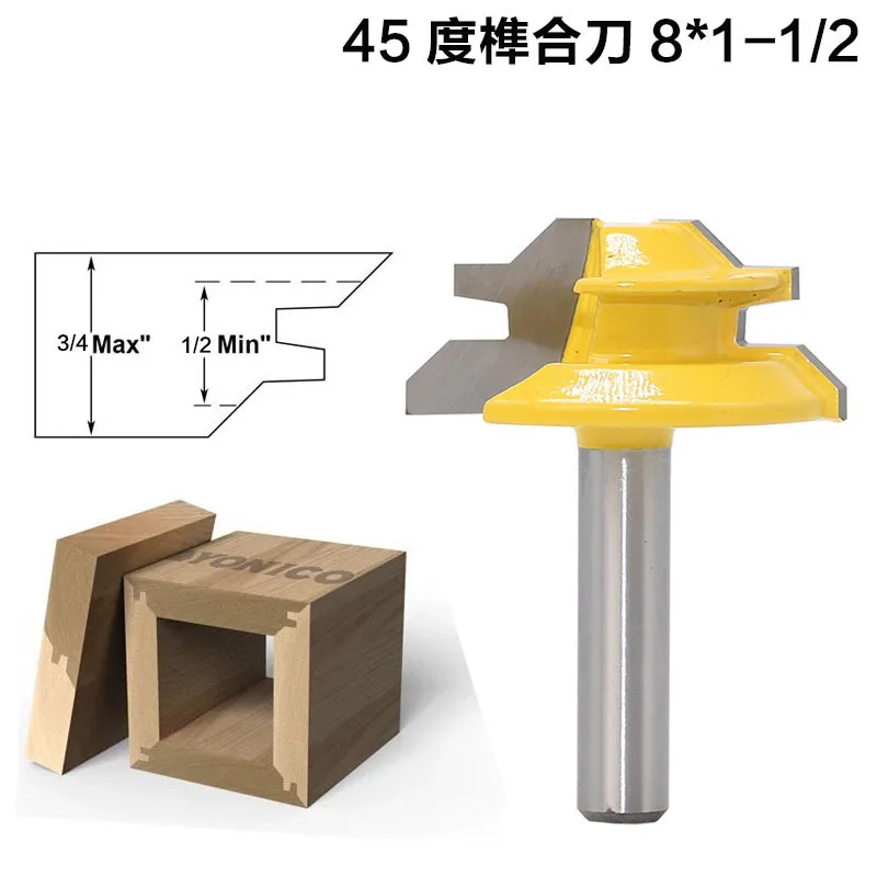 

1/2 1/4 1/8 Shank 45 Degree Lock Miter Router Wood Edge Milling Tenon Cutter Router Bits for Woodworking Trimmer part