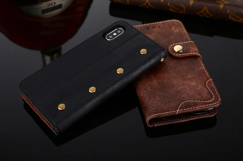 Phone Case For Iphone x 7 8 9 plus Rivet Style Flip Wallet Card Holder iphone 6 6s 7plus 8plus 9plus Cover fundas | Мобильные