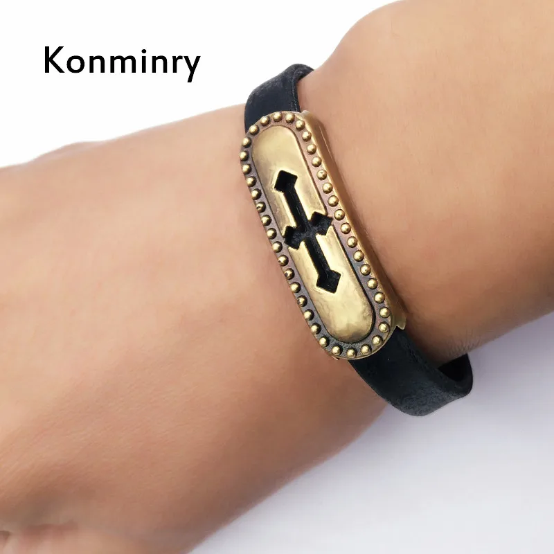Konminry Religion Leaf Pattern Бронзовый металлический кулон браслет и браслеты Горячая