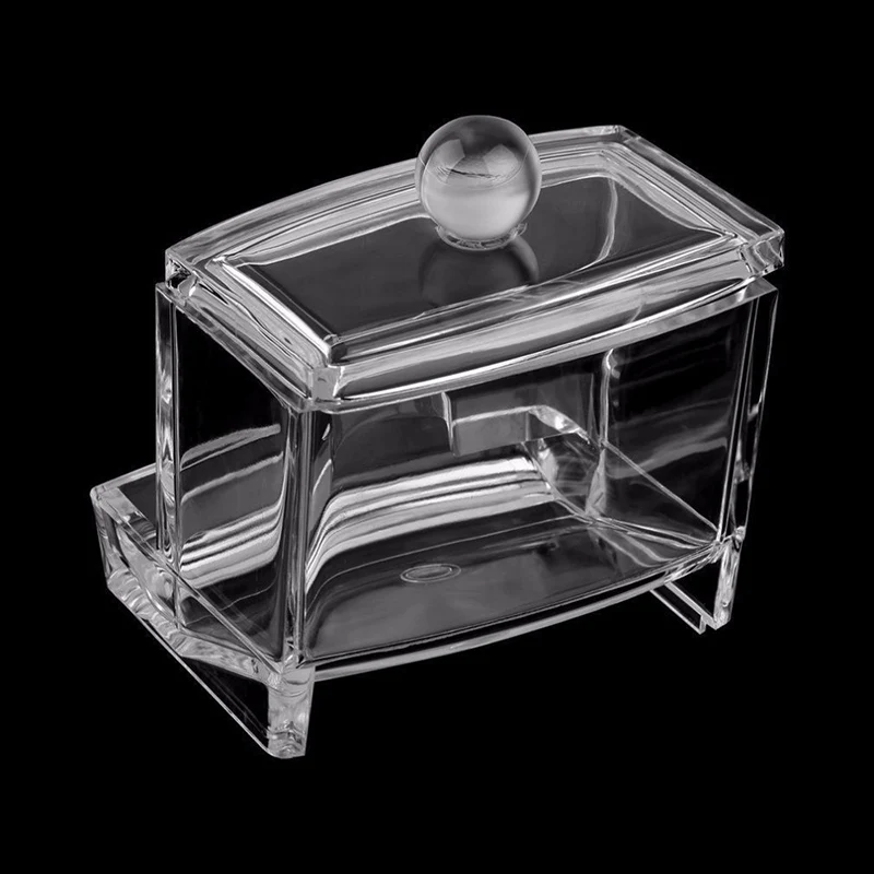 Прозрачный круглый контейнер для хранения чехол макияжа коробка ватных палочек +