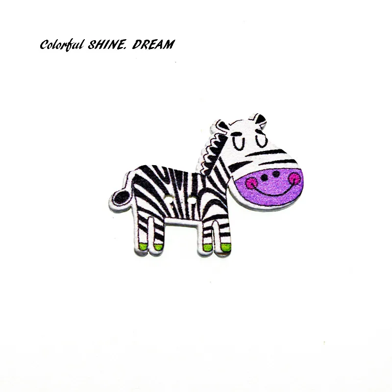 12 шт деревянные кнопки смешанного цвета Ослик Мультфильмы Швейные Кнопки