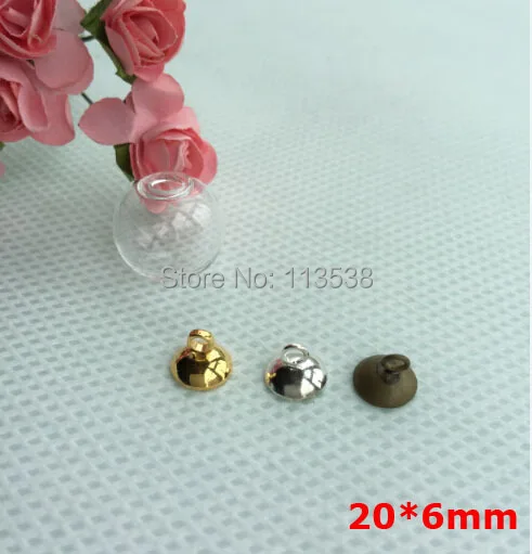 30 комплектов латунь бронза 20 мм 6 открытый прозрачный Глобус стеклянная бутылка