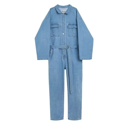 Blue Модный осенний джинсовый комбинезон для мужчин, хип-хоп, мужские джинсы в стиле стрит, комбинезоны с широкими рукавами, мульти-комбинезоны с карманами, X9117 - Цвет: Blue