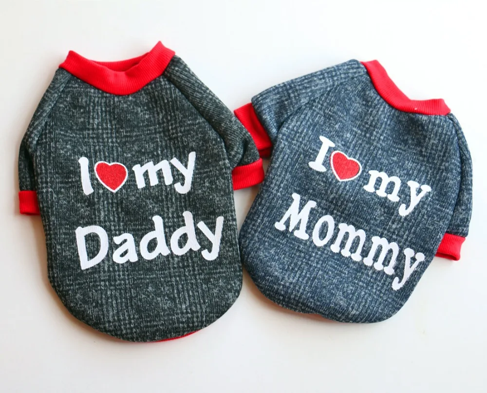 100% хлопковое платье для влюбленных пар с надписью Love My Daddy Mommy Dog одежда капюшоном