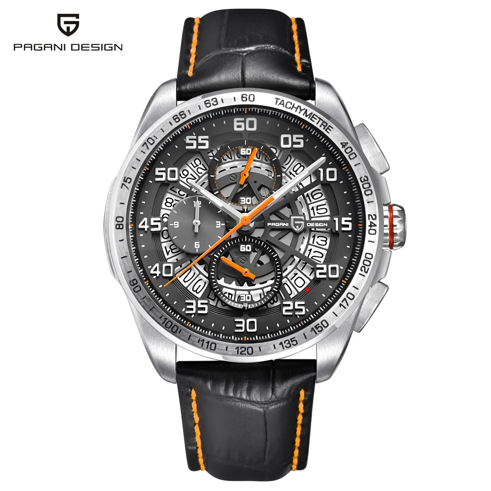 PAGANI DESIGN Luxury Brand Waterproof Leather Quartz Skeleton Watches Sports Chronograph Men's Relogios Masculino saat | Наручные