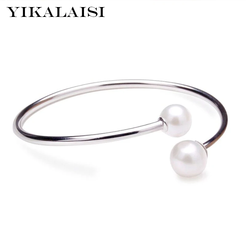 

YIKALAISI 2017 Trendy 925 sterling silver jewelry 100% real natural freshwater pearl bracelets 18-19cm pearl jewelry For Women