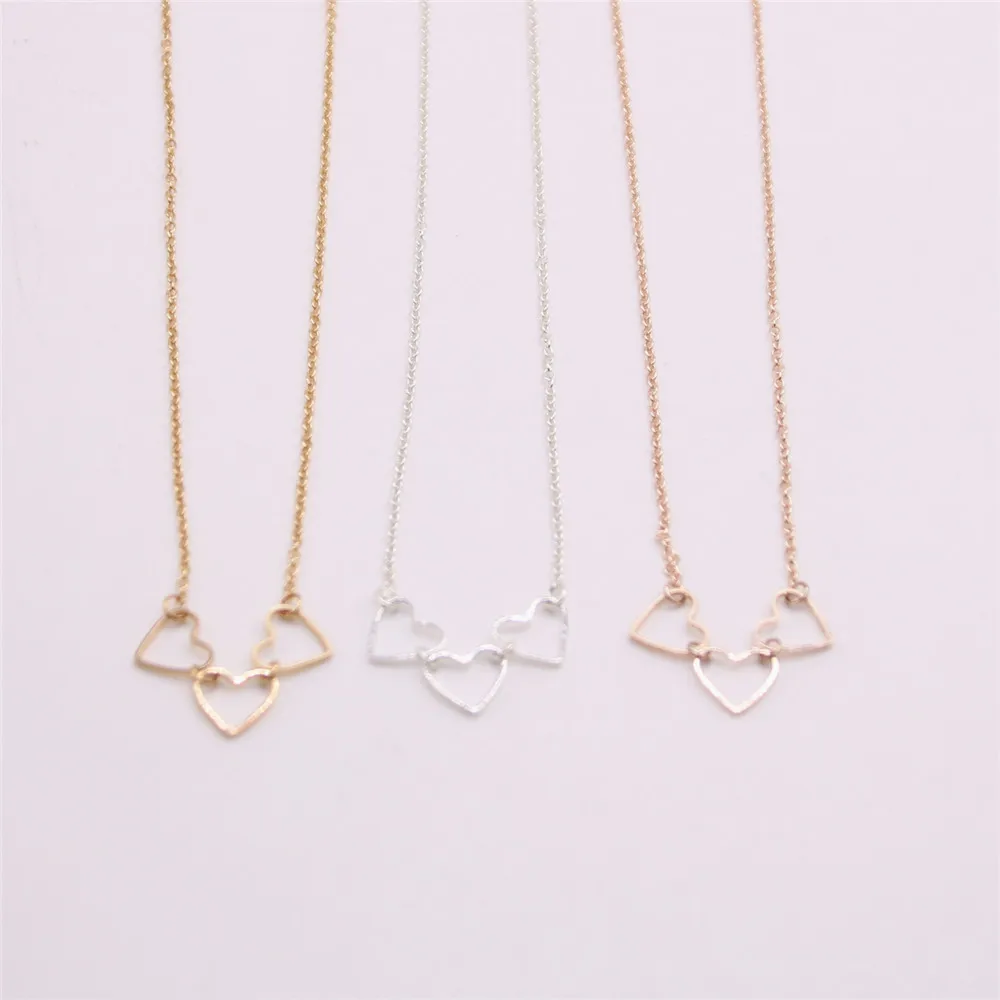 

Trendy Three Hearts Pendant Necklace High Quality Copper Necklace for Women