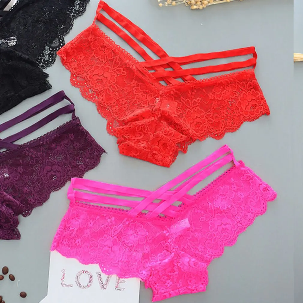 Сексуальные женские кружевные трусы с низкой посадкой однотонные сексуальные