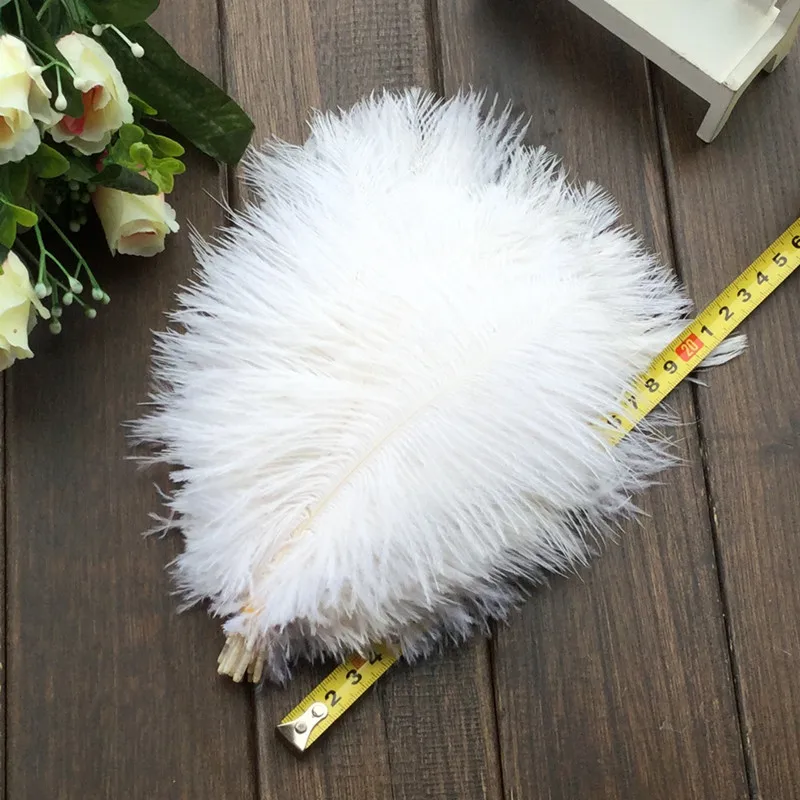 Бесплатная доставка/Жесткая Удочка 50 шт белые натуральные перья страуса 20 25 см 12