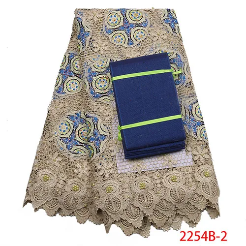 Picture 2 Стиль ткани Анкары с ASO OKE для африканских женщин платье водорастворимый с бусинами и сеткой кружевная ткань из нитей QF2254B-8 - Цвет: Picture 2