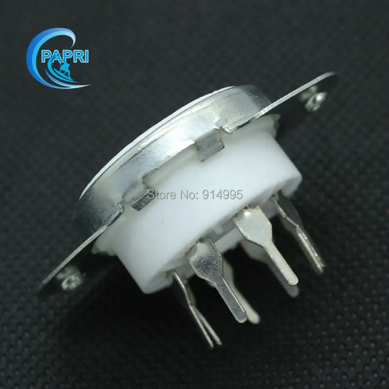 

PAPRI 10PCS 8pin Silver Plated Ceramic Chassis Mount K8A Vacuum Tube Sockets For KT88 6L6 6CA7 KT66 EL34 6550 6V6 6SN7 etc.