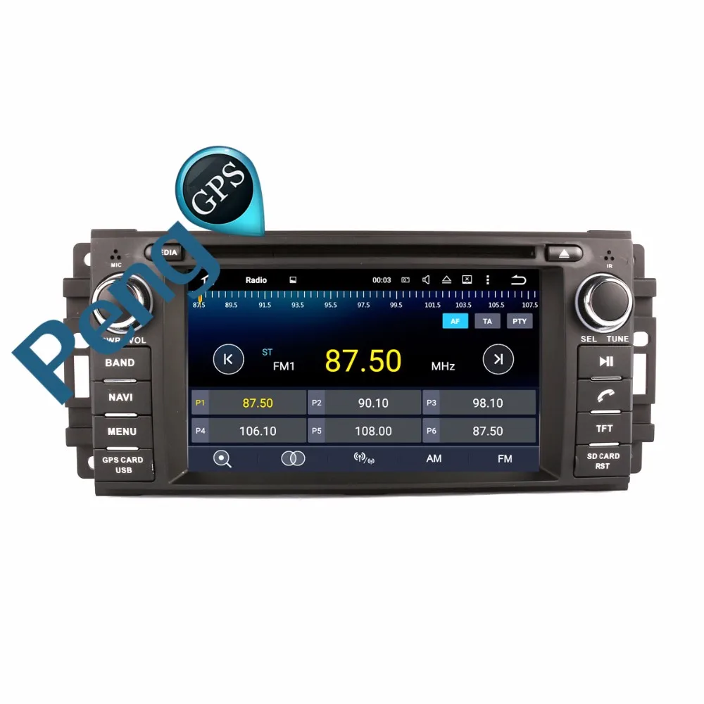 Автомагнитола 2 Din для Jeep COMMANDER WRANGLER 2007 2013 Восьмиядерный CD DVD плеер стерео Android 8 0 GPS