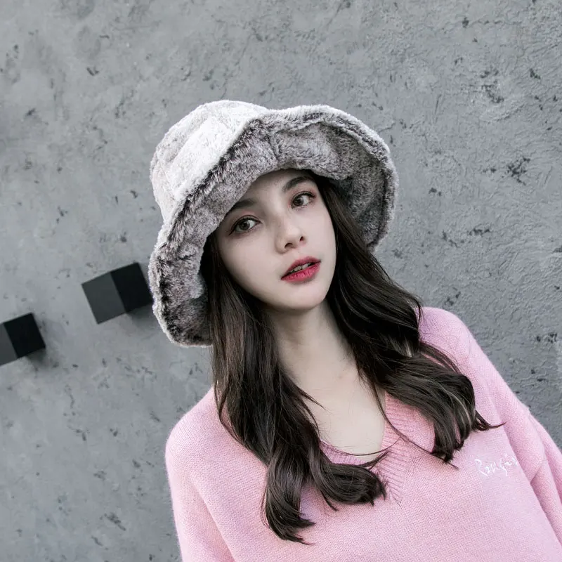 Girl Thicken Fisherman Hat Autumn Winter Women Warm Pure Color Bucket Cap Japanese Sweet Lovely Korean Retro Female Caps H7277