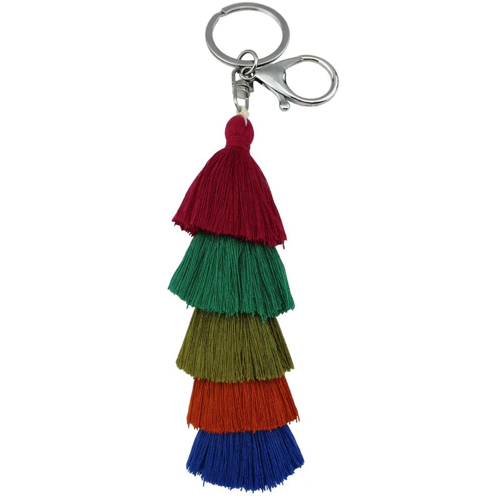 Multicolor Красочный Бохо хула Pom брелок сумка аксессуары серебряная сумка Шарм кошелек Радужный Шарм кисточка брелок для женщин подарок - Цвет: Multicolor