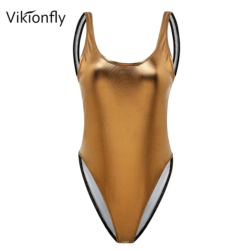 Vikionfly, блестящий Цельный купальник для женщин,, стринги, пуш-ап, цельный, светоотражающая одежда для плавания для женщин, купальный костюм, купальник, золотой