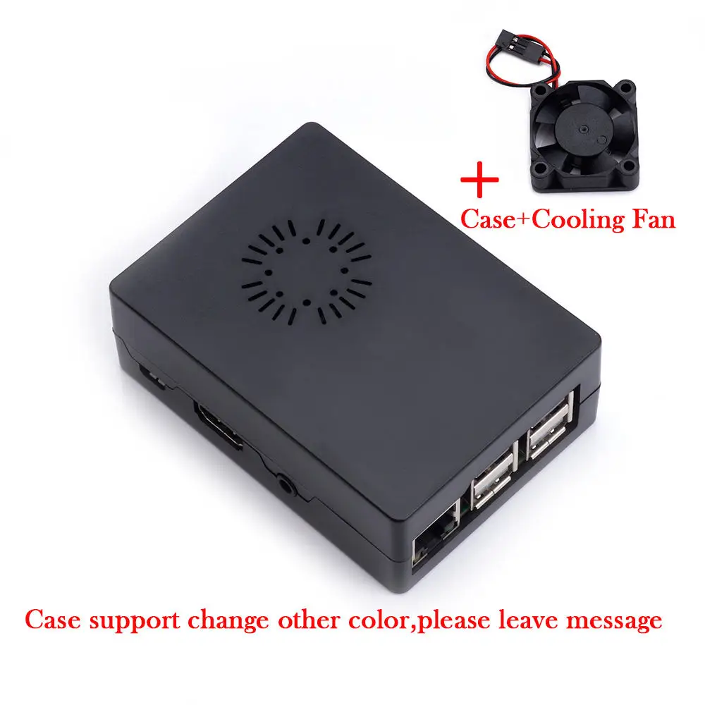 with fan Raspberry Pi3 Модель B+ ABS чехол черный белый прозрачный пластиковый корпус крышка оболочка совместимый Raspberry Pi 3 Модель B+ Plus - Цвет: with fan