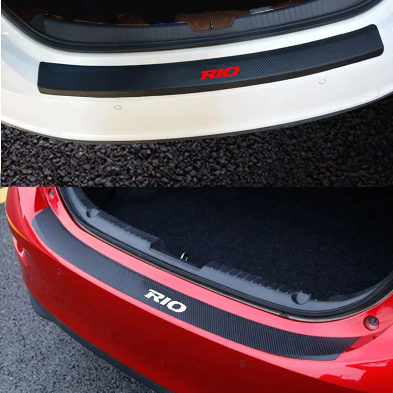 

Автомобильные аксессуары для KIA RIO из искусственной кожи из углеродного волокна Стайлинг после защиты задний бампер багажник защитная плас...