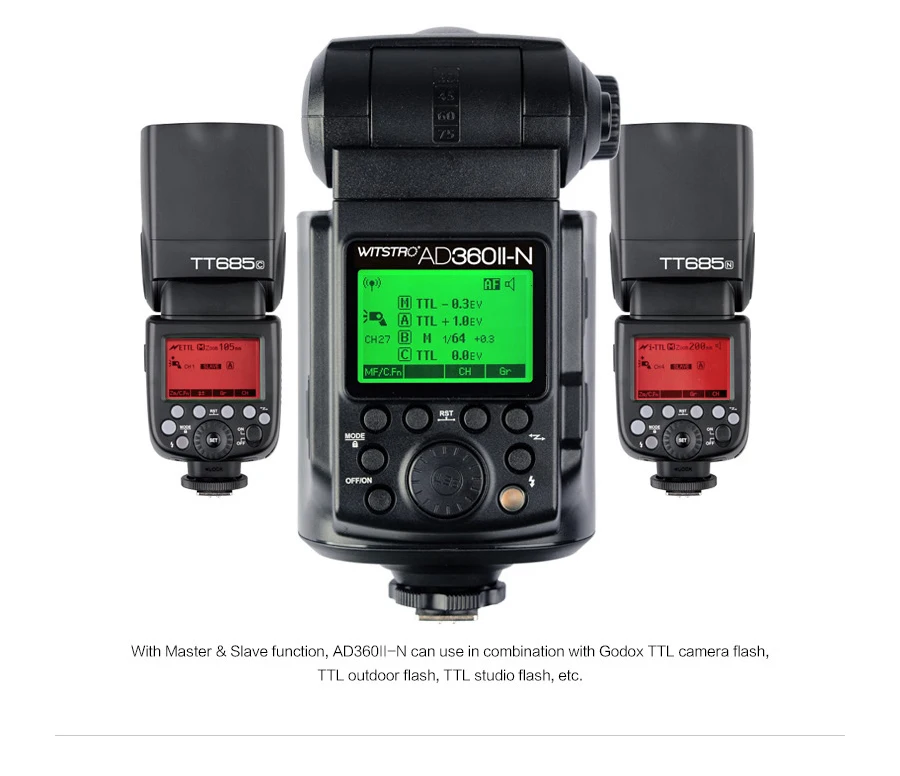 Внешняя Мощная Вспышка Godox Full Speedlite AD360II-N ttl+ PB960 power Pack оранжевый или черный+ X1T-N ttl передатчик+ AD-S7 софтбокс