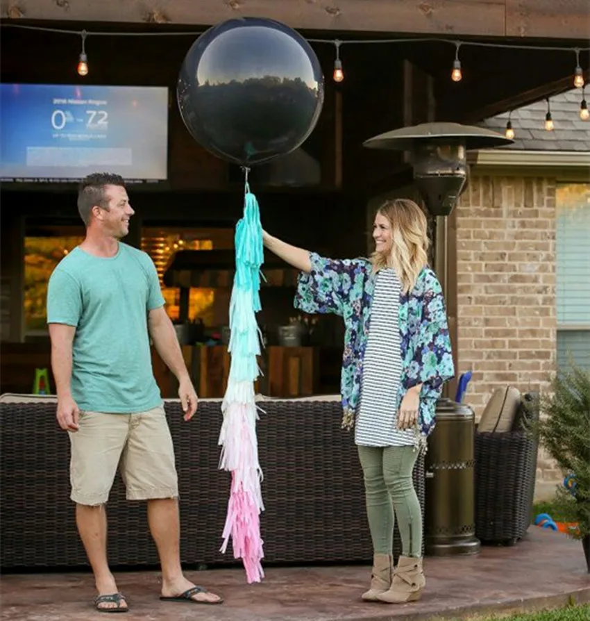 36 inch Black Round Confetti Latex Balloon Boy or Girl Gender Reveal Party Giant balloon with pink blue gold confetti | Дом и сад