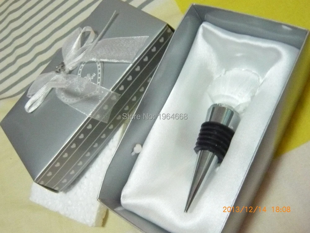 

Free shipping 50 pieces/lot Elegant Shell CRYSTAL Wine Bottle Stopper Stopper Exquisite wedding Favor with gift box