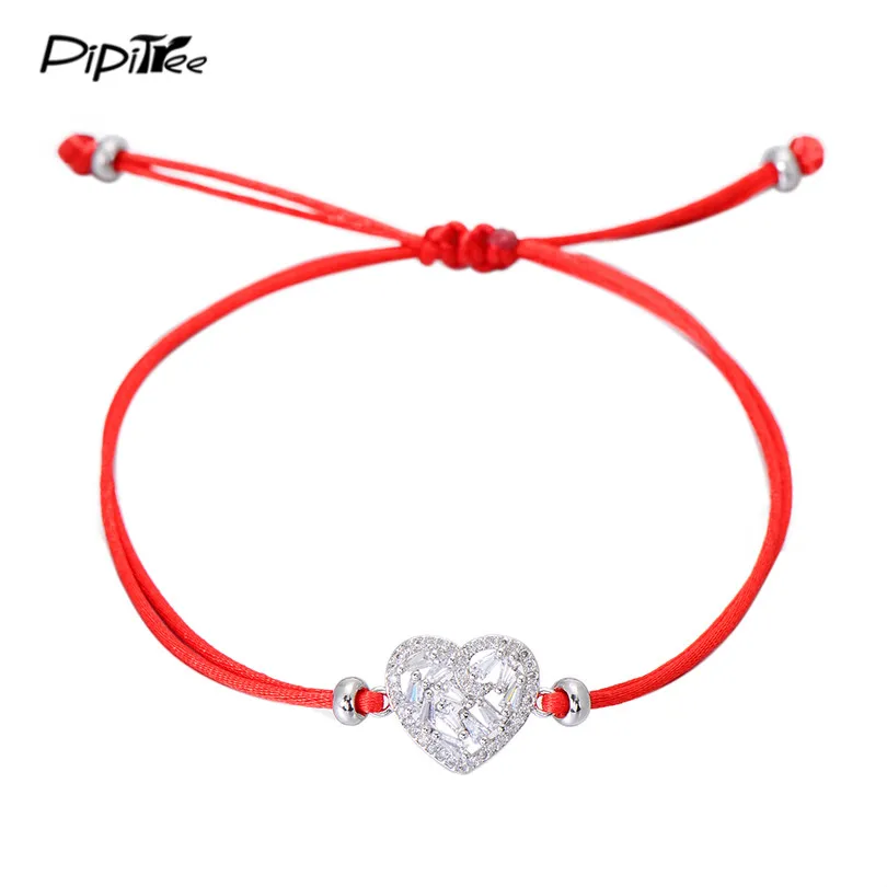 Новый роскошный браслет Pipitree с сердечком из фианита регулируемый ювелирные